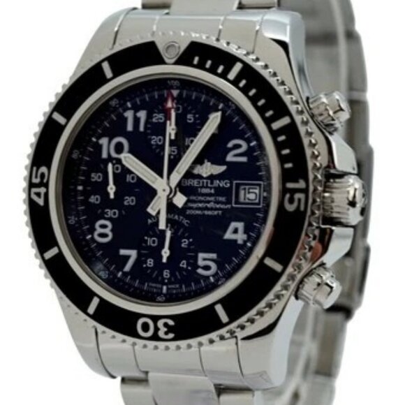 Breitling 42mm Men\'s Super Ocean 200M Black Dial Auto Chrono Watch B+P! A13311! main image 9